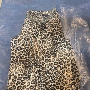 Jennifer Lopez Leopard Print Top with Sparkling Neckline